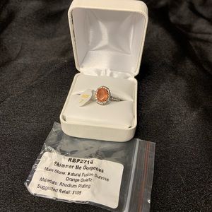 Bomb Party orange “sunrise” quartz ring